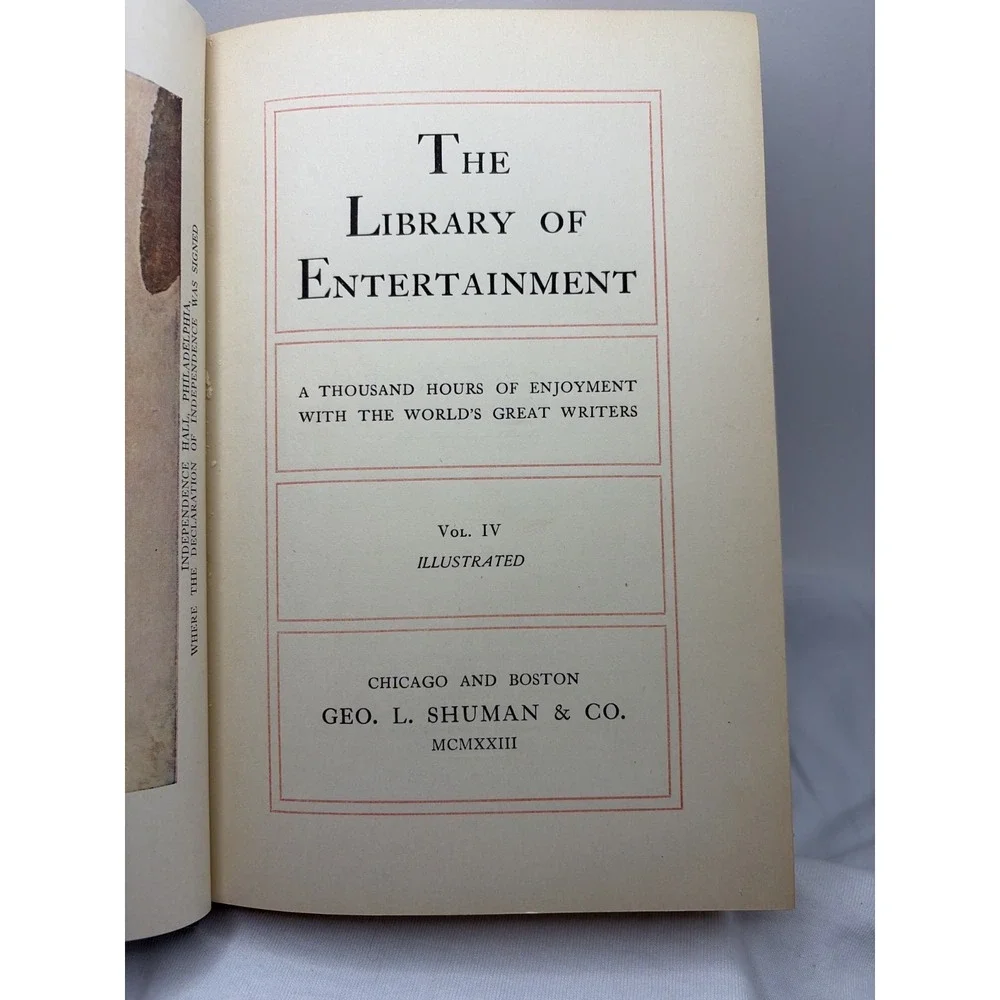 Vintage 1923 The Library of Entertainment Vol IV Geo L Shuman Hardcover Book